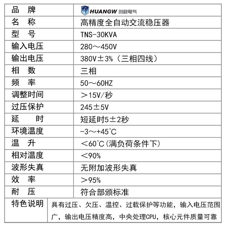 三相全自动30千瓦稳压器